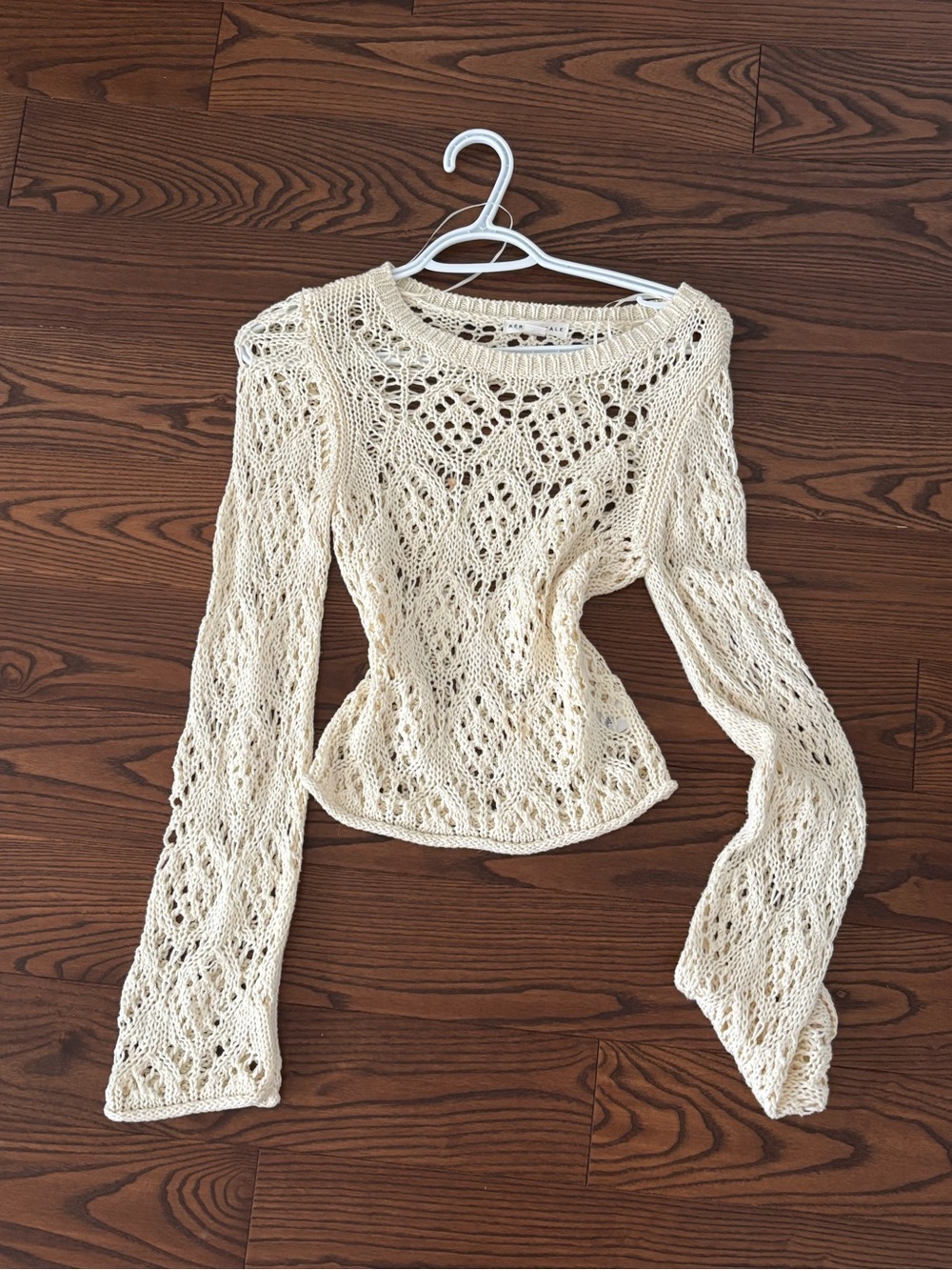 Aeropostale Cream Open-Knit Long Sleeve Sweater